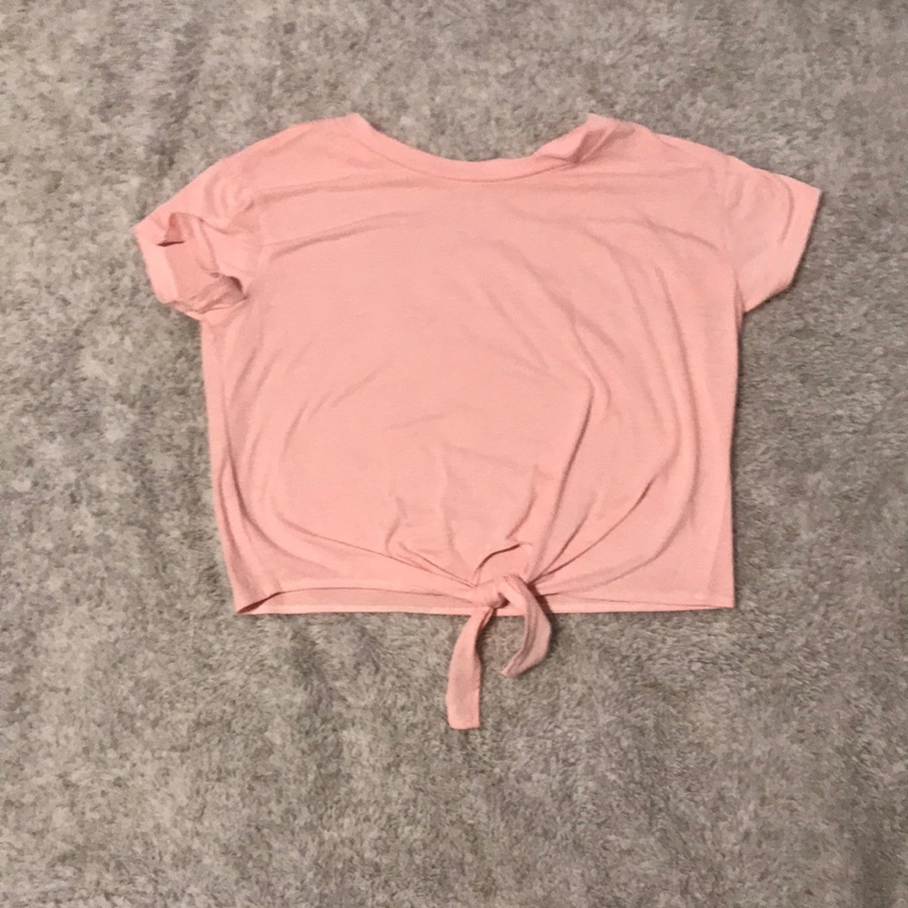 pink front knot crop top from ROMWE